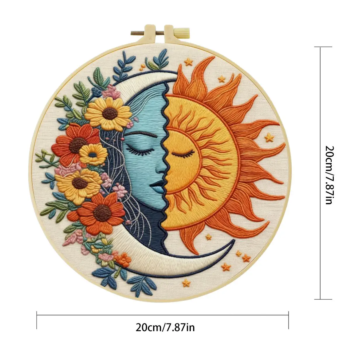 1 Stück 20X20CM/15X15CM 7,87/6,3 Zoll Das Sonne-und-Mond-Stickerei-Starter-Kit DIY-Kit DIY-Stickerei-Set Handarbeiten – Detail 5