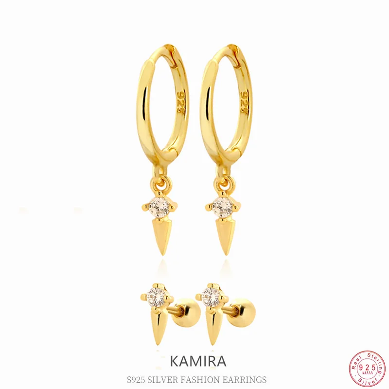 KAMIRA 925 Sterling Silver Simple Elegant Zircons Fringe Pendant Earrings for Women Party Fashion Temperament Delicate Jewelry