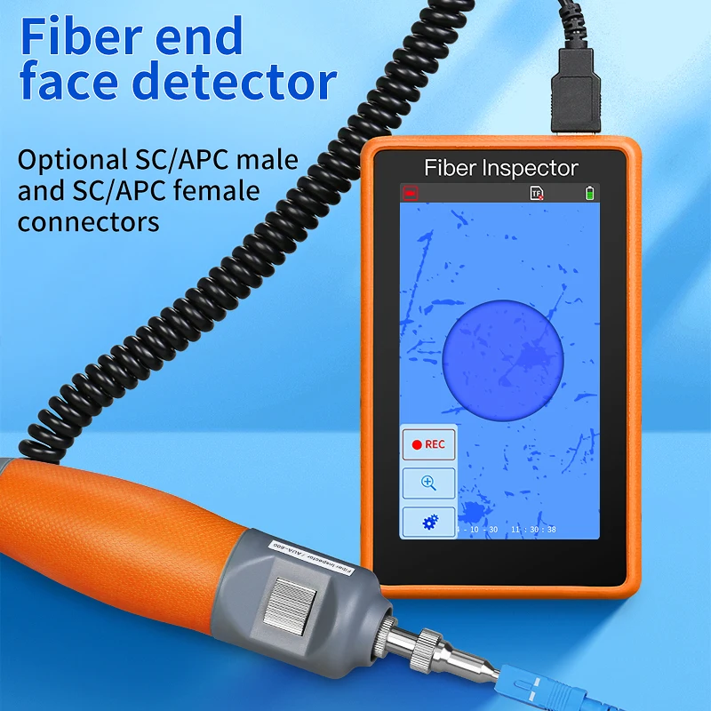 COMPTYCO AUA-600 Fiber End Face Detector SC ST FC LC Interface 5-inch Display Screen 400X Fiber Optic Microscope Inspect Tool