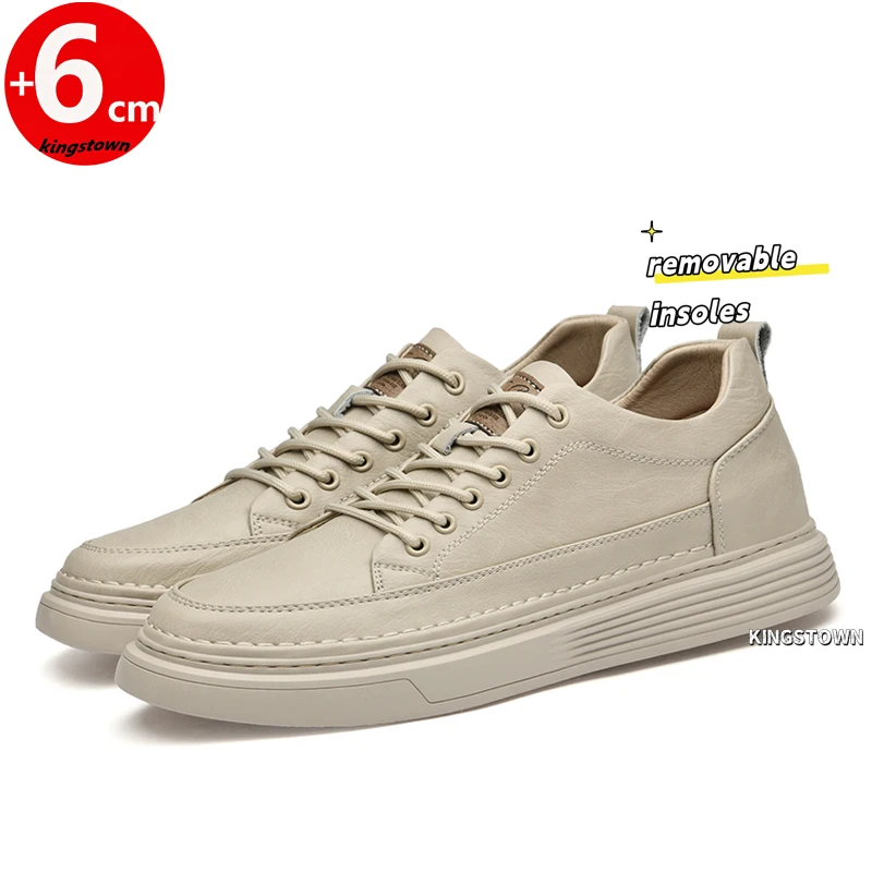 Men Oxford Shoes Height Increase 6cm Removable Insoles Leather Lace-Up Booster Shoes Plus Size 37-44