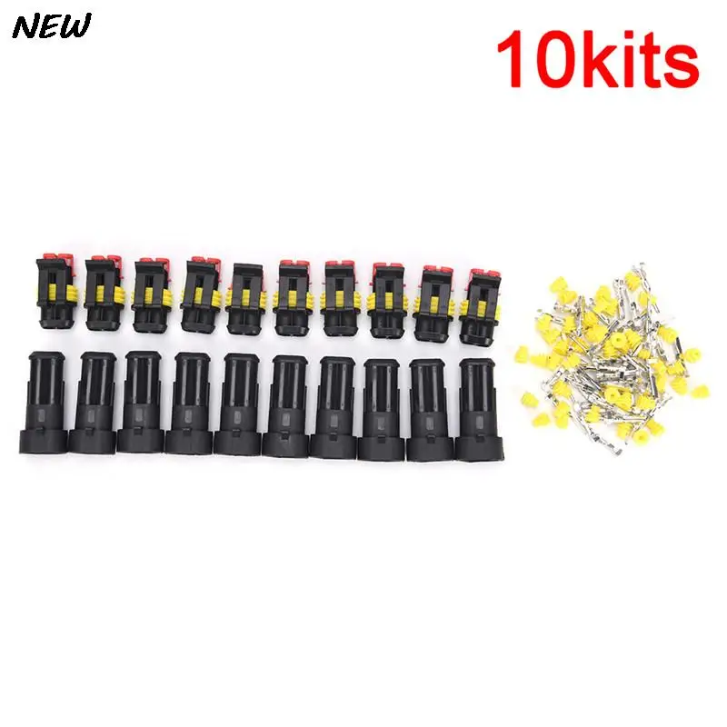 

10 Kits/lot 2 Pin Way Sealed Waterproof Electrical Wire Connector Plug Car Auto Sets