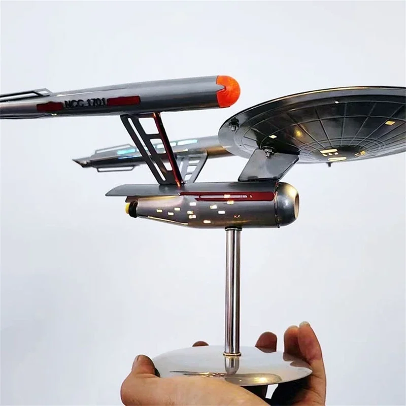 Handmade Metal Starship Model Kit Steampunk Aircraft Replica Ornament Collectible Gift For Adults Home Display Decor Birthday