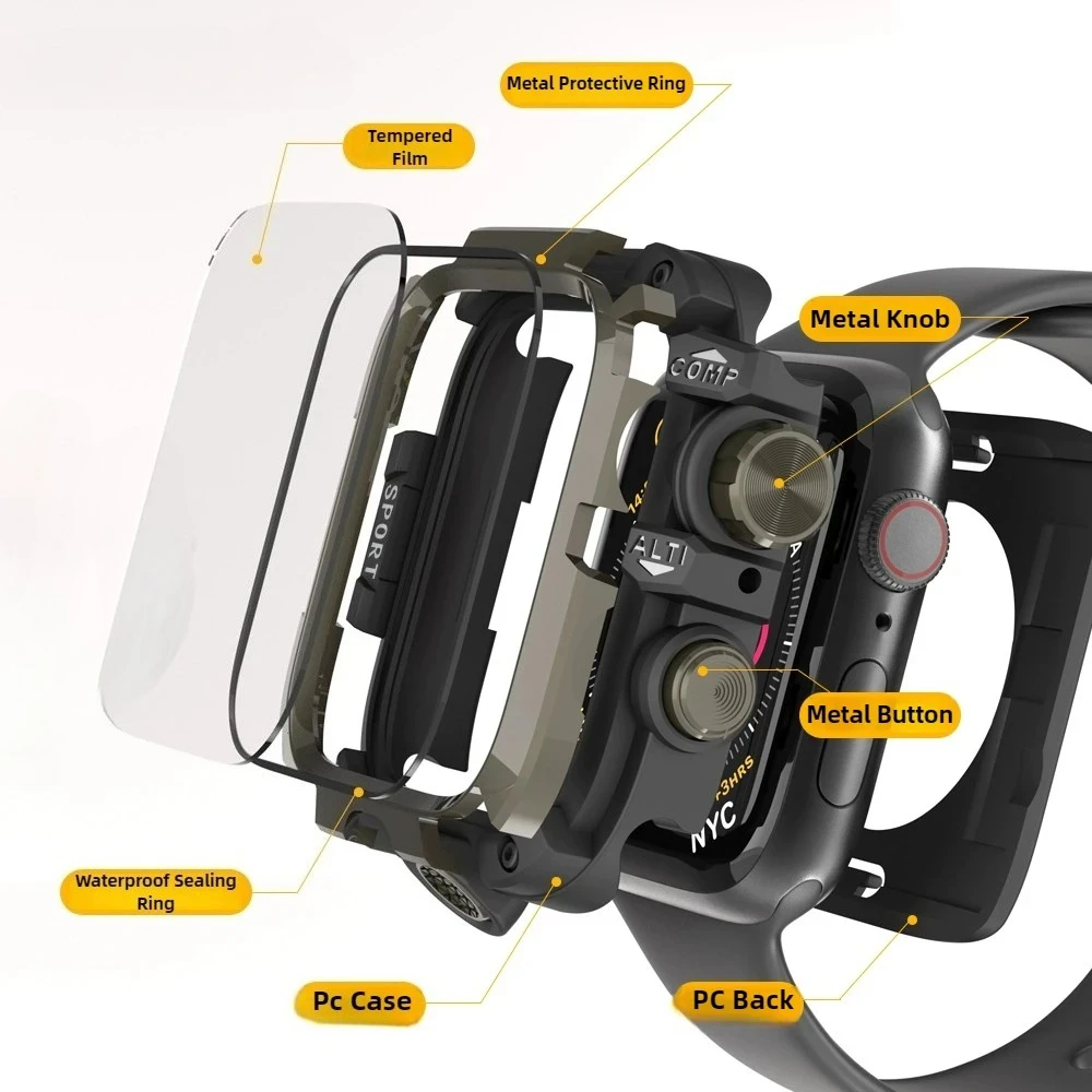 Metal Bumper Case For Apple Watch Ultra 3 2 49mm 46mm 45mm 44mm Protector Cover With Film For iWatch Series 11 10 9 8 7 6 SE
