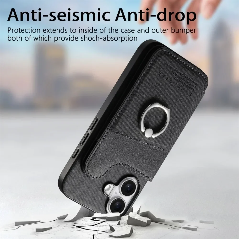 Flip-Wallet mit Kartenhalter RFID-blockierende Handyhülle für iPhone 18 17 16 15 14 Plus 13 12 Pro Max Ring-Lederhalterung – Detail 9