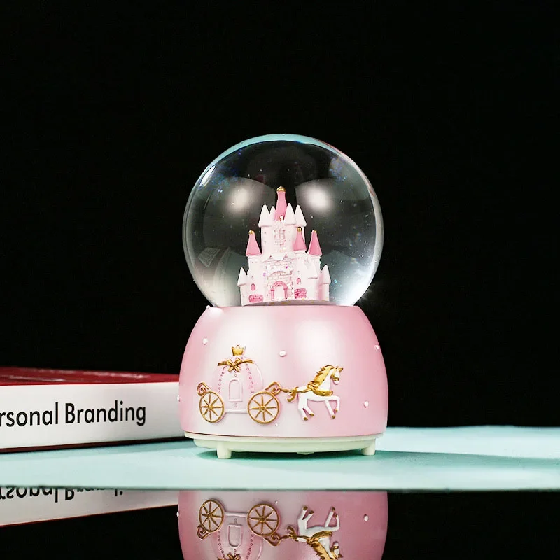 

Golden Carriage Bola De Cristal Luminous Snow Globe Children Bedroom Desktop Decor Crystal Ball With Music Hogar Y Decoracion
