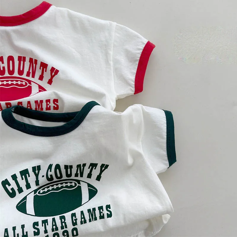 

Детские футболки с короткими рукавами для детей 0-5 лет, летняя модная хлопковая футболка с буквенным принтом для мальчиков и девочек, повседневные топы, детская одежда