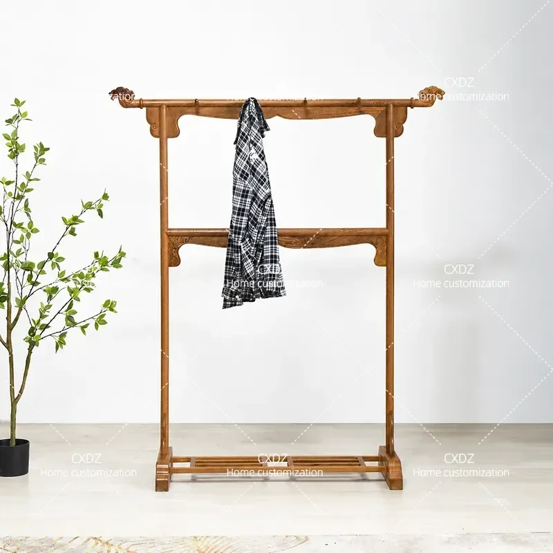Solid Wood Coat Rack Floor Standing Clothes Hanger Simple Wooden Garment Organizer for Bedroom Hallway Entryway Storage Stand