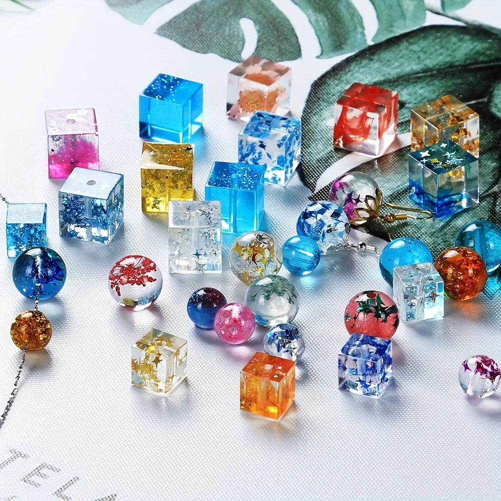 Resin Casting Mold Four Styles Square Body Ball with Holes Ball Beads Six Grid Silicone Mold Bracelet Bead Necklace DIY Hand