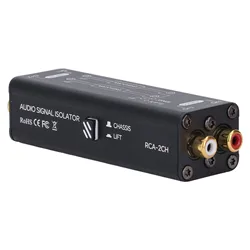 2 Channel Ground Loop Noise Isolator Sound Signal Filter Hum Eliminator 2CH for Conference Microphone Mixer Player