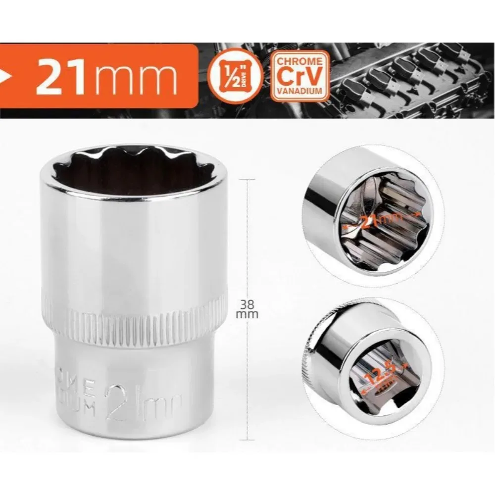 1/2 inch ratelratel sleutel 8-32mm, 12-punts korte dop, 12-tands dopset voor auto reparatie handgereedschap