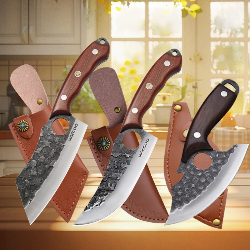 

WXCOO Multifunctional Fruit Paring Knife Bottle Opener Chef Knife Hand Forged Meat Cleaver Butcher Knife Kitchen Supplies