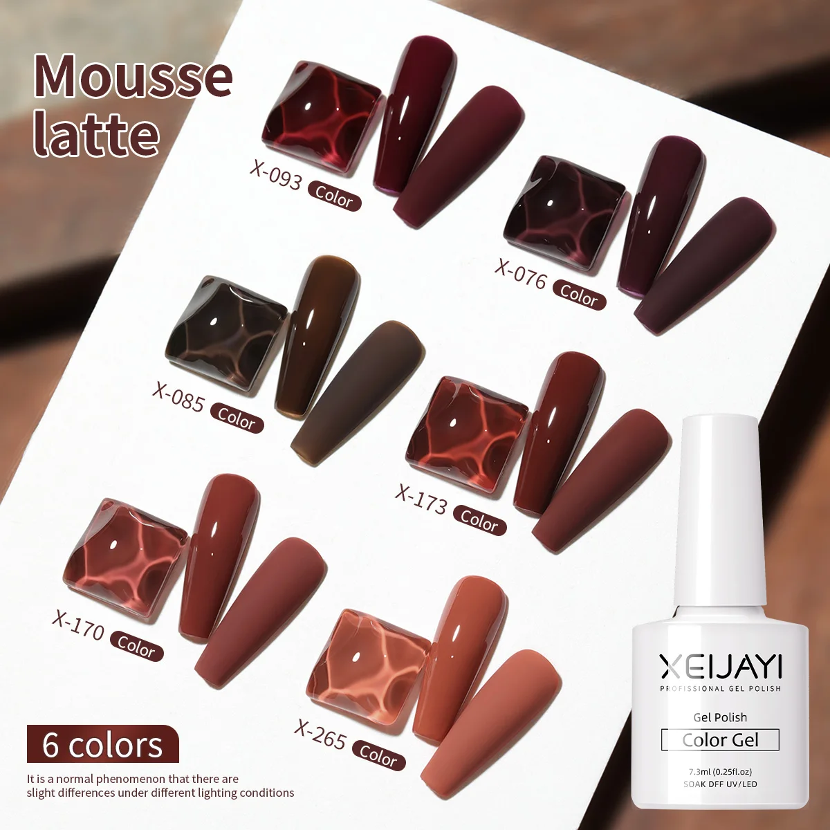 

XEIJAYI Little White Bottle Mousse Latte 6pcs/set--Manicure Set Nail Art Design Salon Gifts For Women Soaking UV LED Nail Gel