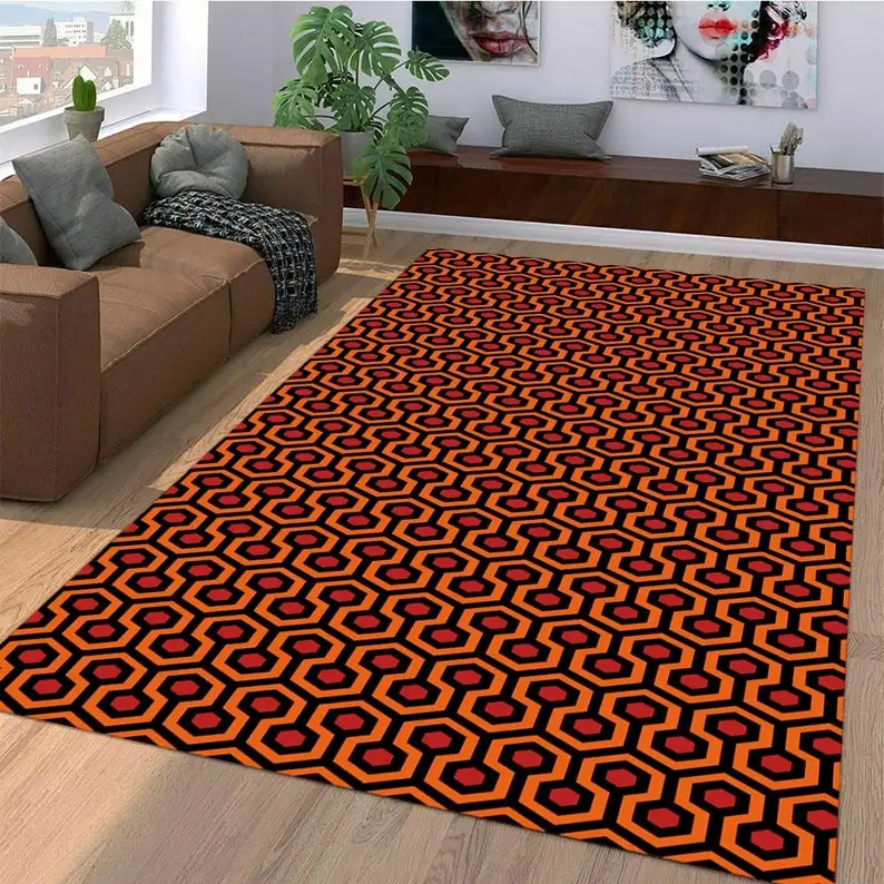 Seamless Red Dot Circle Pattern Flannel Floor Rugs Home Decor For Living Room The Shining Overlook Halloween Hotel Carpet