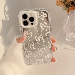 INS Korea Bow Knot Mirror Phone Case For Iphone 15Pro XR X XSMAX XS 11 12 13 14 15 Pro Max 14ProMax 15ProMax Cover Fundas