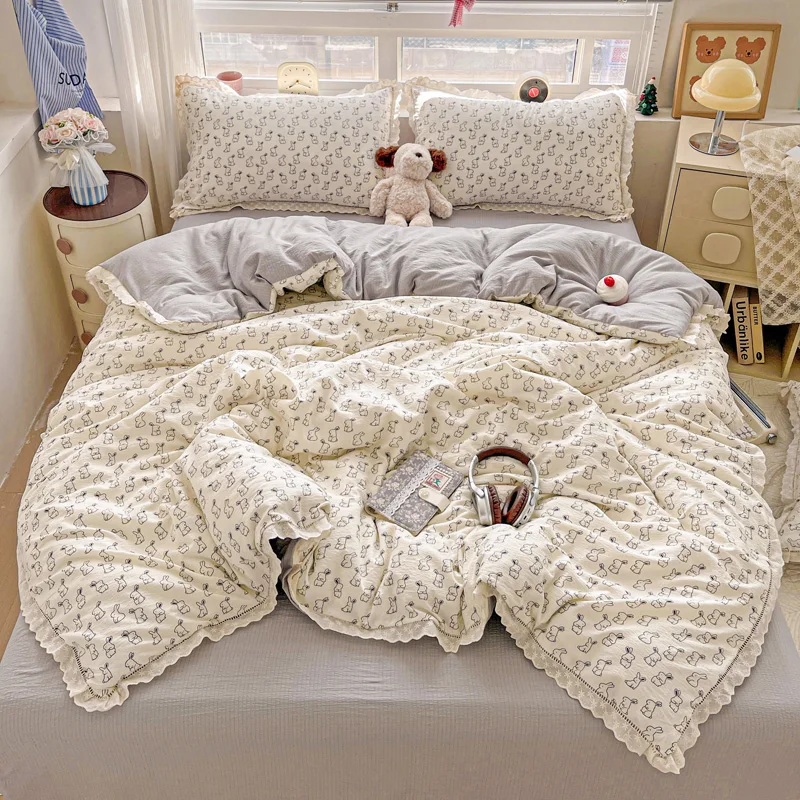 INS Prinzessinnen-Bettwäsche-Set, Nobel Fiskkuu25, neues weiches, faltiges, doppellagiges Bett, flaches Laken, Twin-Queen-Size-Bettwäsche-Set, Kissenbezug, Bettwäsche – Detail 3