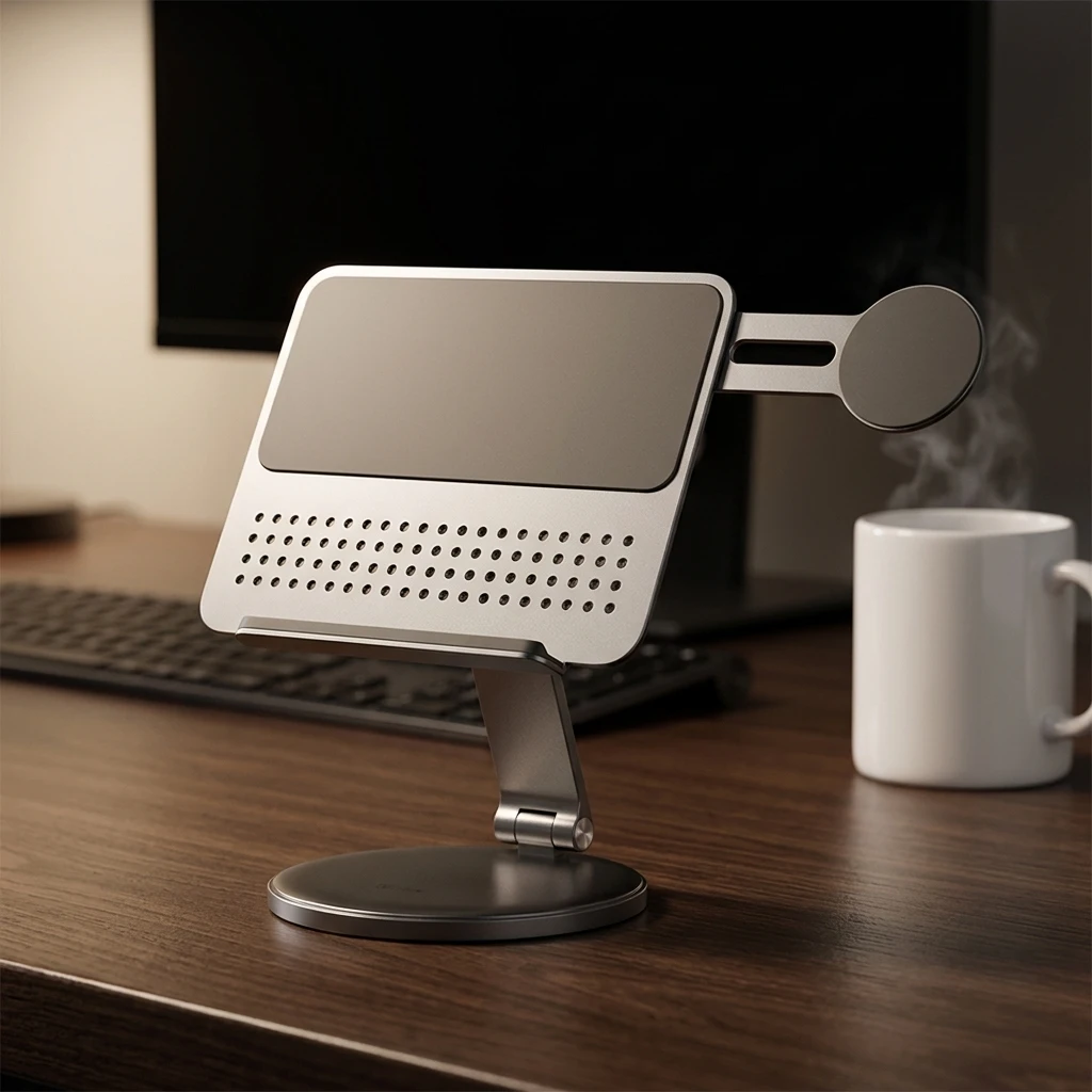 360-Degree rotating aluminum alloy tablet computer bracket, adjustable height desktop bracket 2