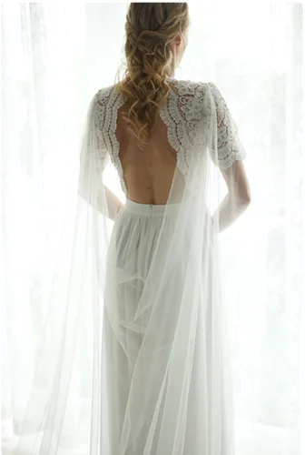 Imagen 2 del producto Capa nupcial capa de boda velo largo velo moderno drapeado capa nupcial cubrir