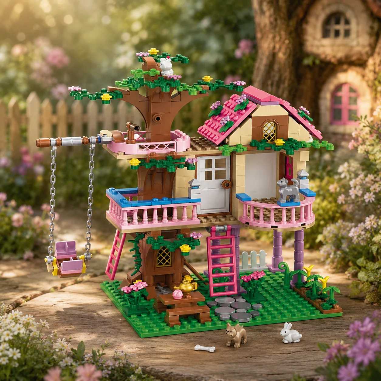 

2026 Friends City Tree House Summer Holiday Villa Castle Building Blocks Sets Garden Model DIY Toys Kids Girl Birthday Gift