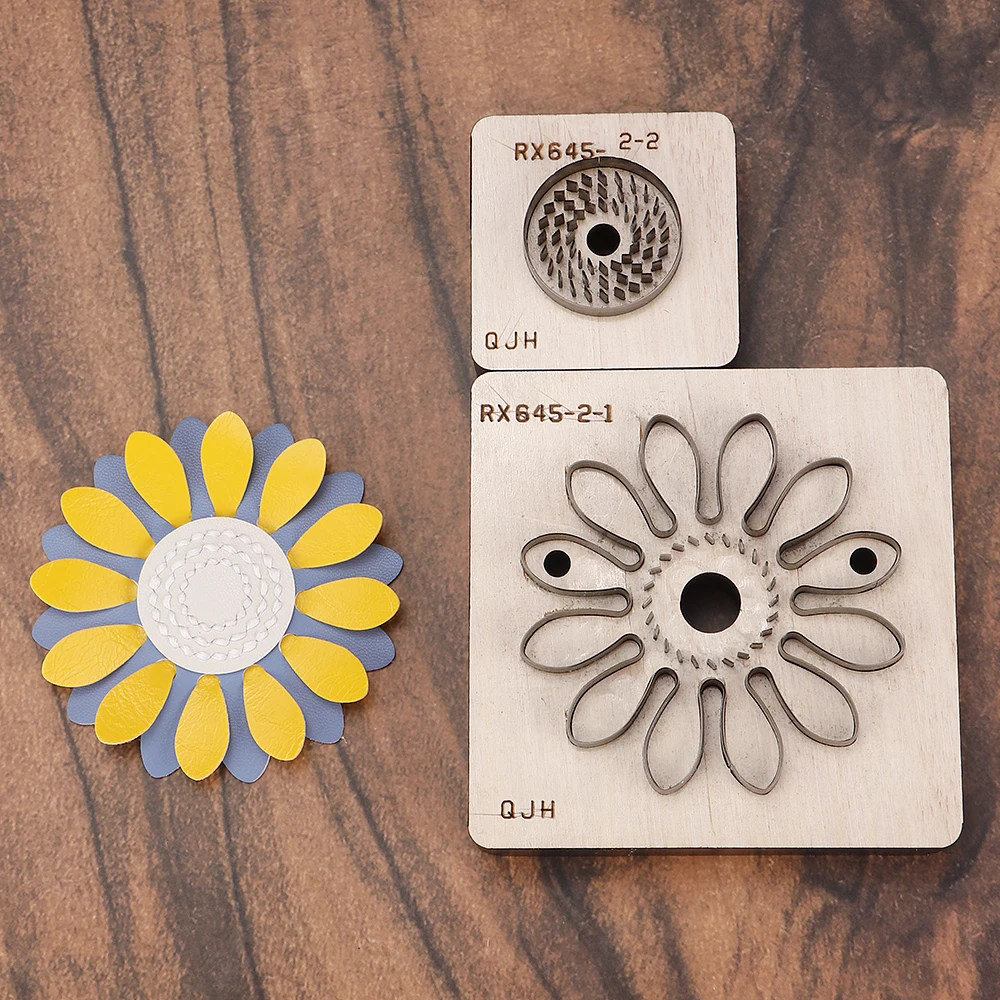 

1Set Flower-Shaped Cutting Mold With Sewing Holes, DIY Cutting Punching Die, Leather Handicraft Stamping Template Manual Tools