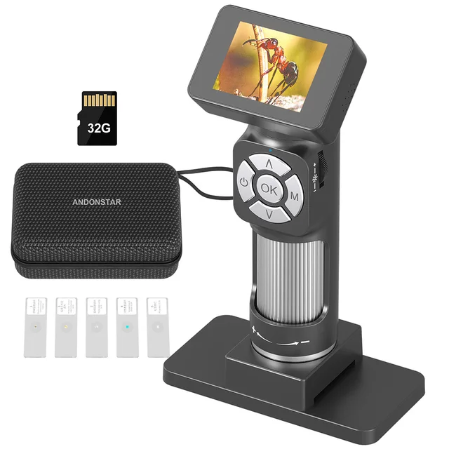 Andonstar nowy 50x-500x USB mikroskop cyfrowy dla dzieci AD112 2 ''ekran LCD obserwacja dzieci nauka edukacja zabawki prezenty karta 32G