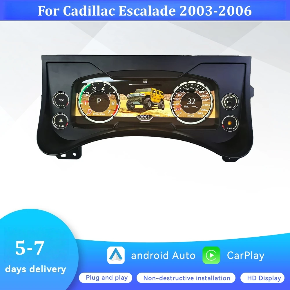 

12,3-дюймовый автомобильный цифровой кластерный прибор, виртуальный коктейль для Chevrolet Suburban GMC Yukon 2001-2007, ЖК-датчики, спидометр