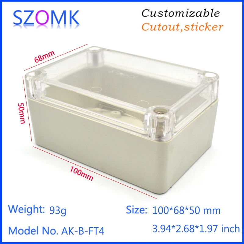 100x68x50mm waterproof junction box ip65 protection class weatherproof outdoor instrument case diy housing for circuit box szomk