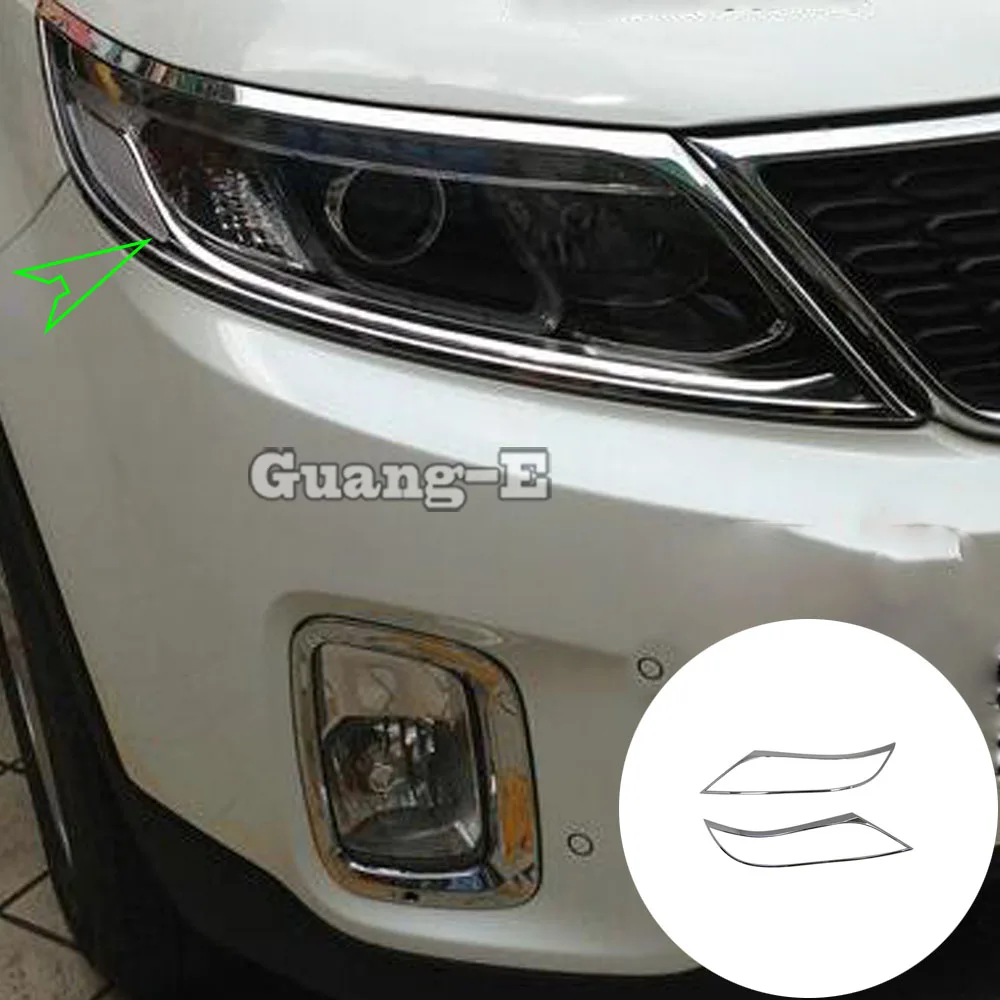 

Накладки на фары (2 шт.) из ABS-хрома, декоративные рамки-реснички для Kia Sorento 2013-2014