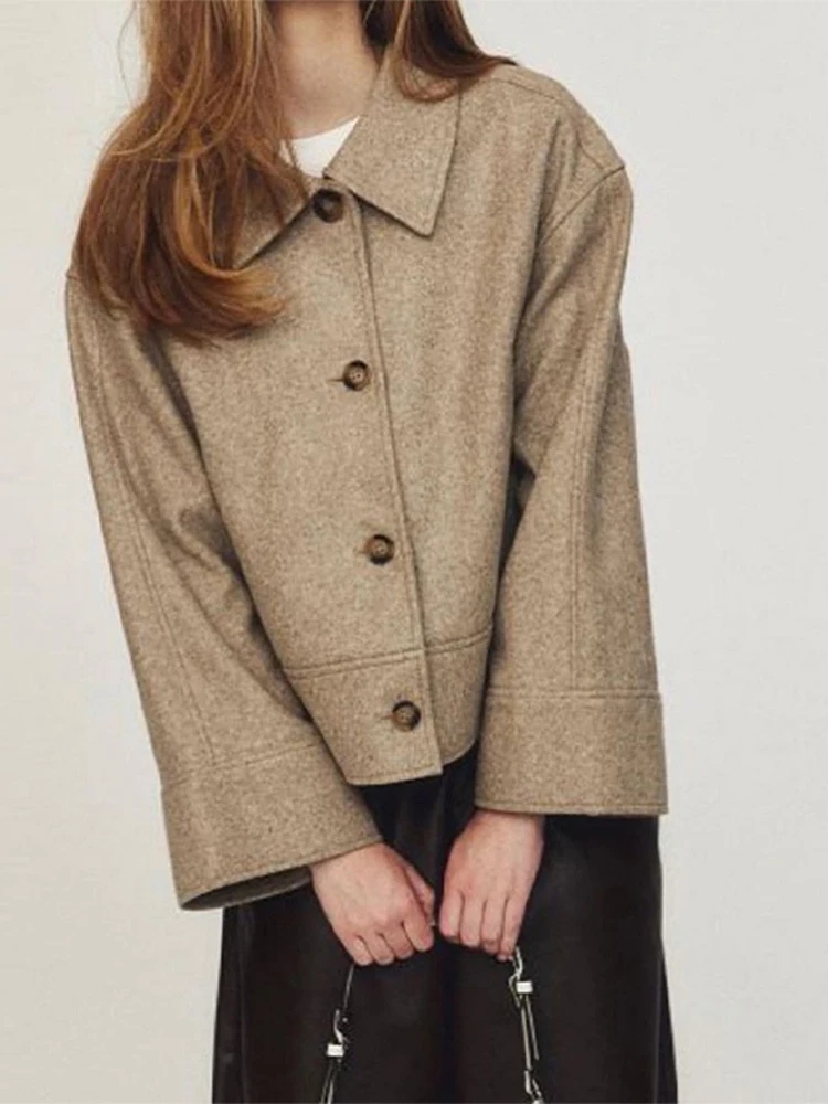 

Vintage Casual Women's Jacket Solid Color Lapel Single Breasted Jackets Autumn New Fashion Women Coat Minimalism Ladies Coats