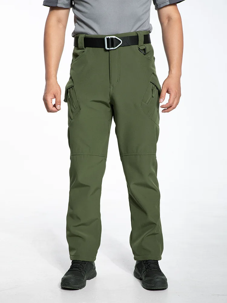 IX9 กางเกงยุทธวิธีผู้ชายผ้าฟลีซบุซับในฤดูหนาวกันน้ำทหารกางเกงทำงานกลางแจ้งการฝึกอบรมคาร์โก้เดินป่า