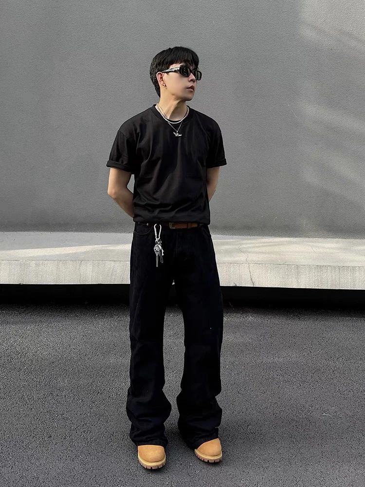 

American Retro Cleanfit Bla Knife Flared Jeans Men Loose Versatile Vintage Slim Straight Leg Casual Trousers