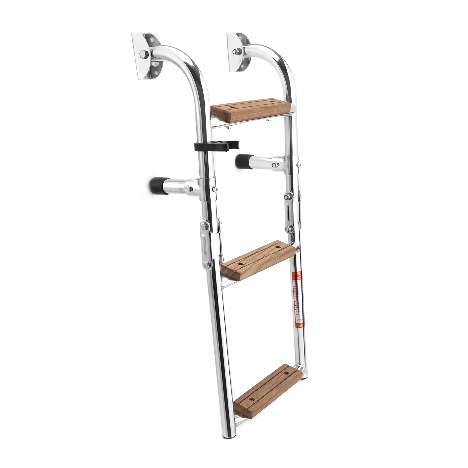 

STLF HANSE MARINE Stainless Steel Folding Ladder with Teak Wood Steps Mirror Polished Boat Ladder