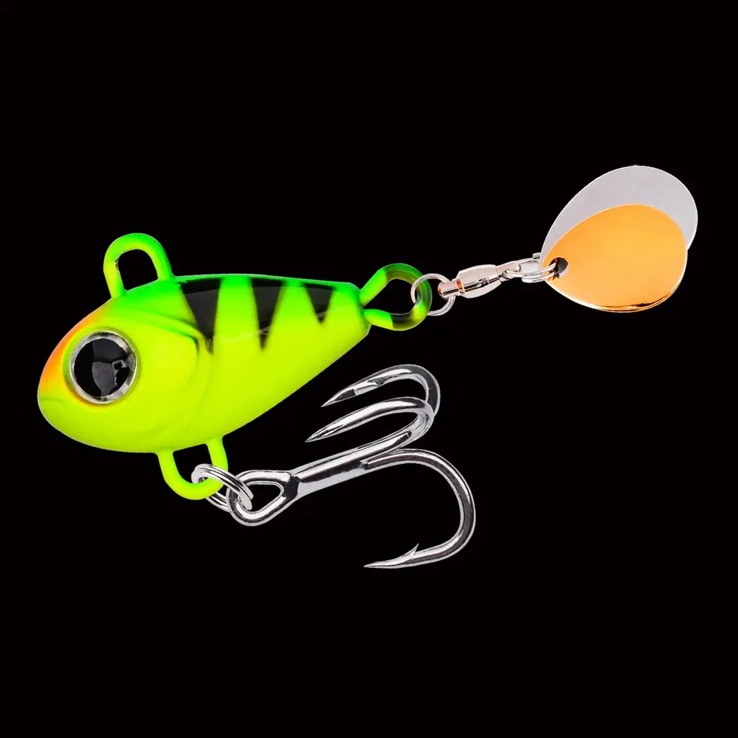 1PC Sinking 6g-25g VIB Köder Löffel Spinner Angeln Köder Wobbler Metall Jig Doppel Rotierenden pailletten Schwanz Weit Casting Für Meer Bass