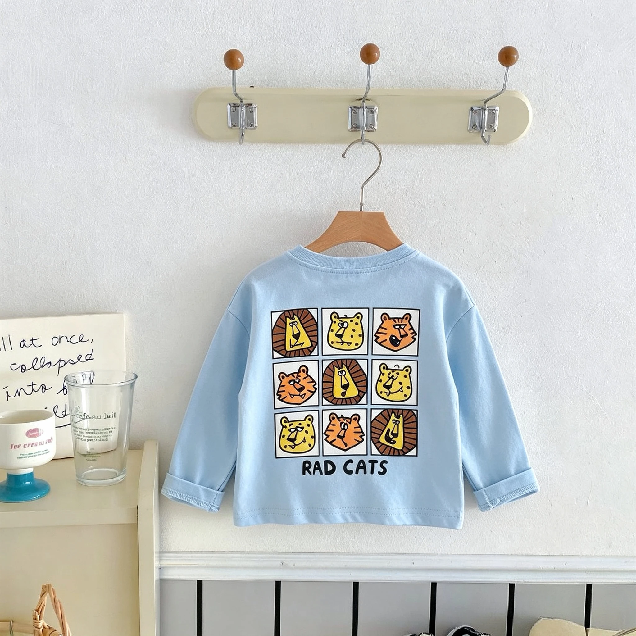 Boutique Children's Wear Tops Long Sleeve T-shirt Printed Cartoon Fashion Kids Casual Bottoming Shirt Blouse Crewneck Pullover