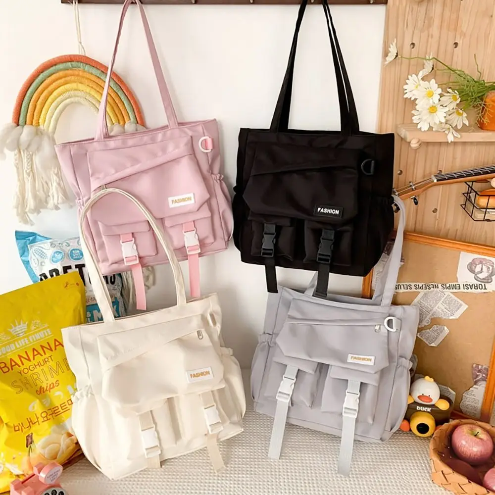 

2024 модная простая Холщовая Сумка через плечо, вместительная однотонная Повседневная сумка через плечо, сумка-тоут для студентов