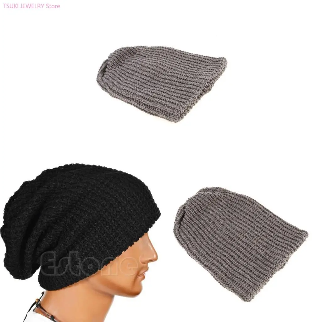 

62KE унисекс для женщин и мужчин вязаная мешковатая шапка-берет зимняя теплая негабаритная лыжная шапка