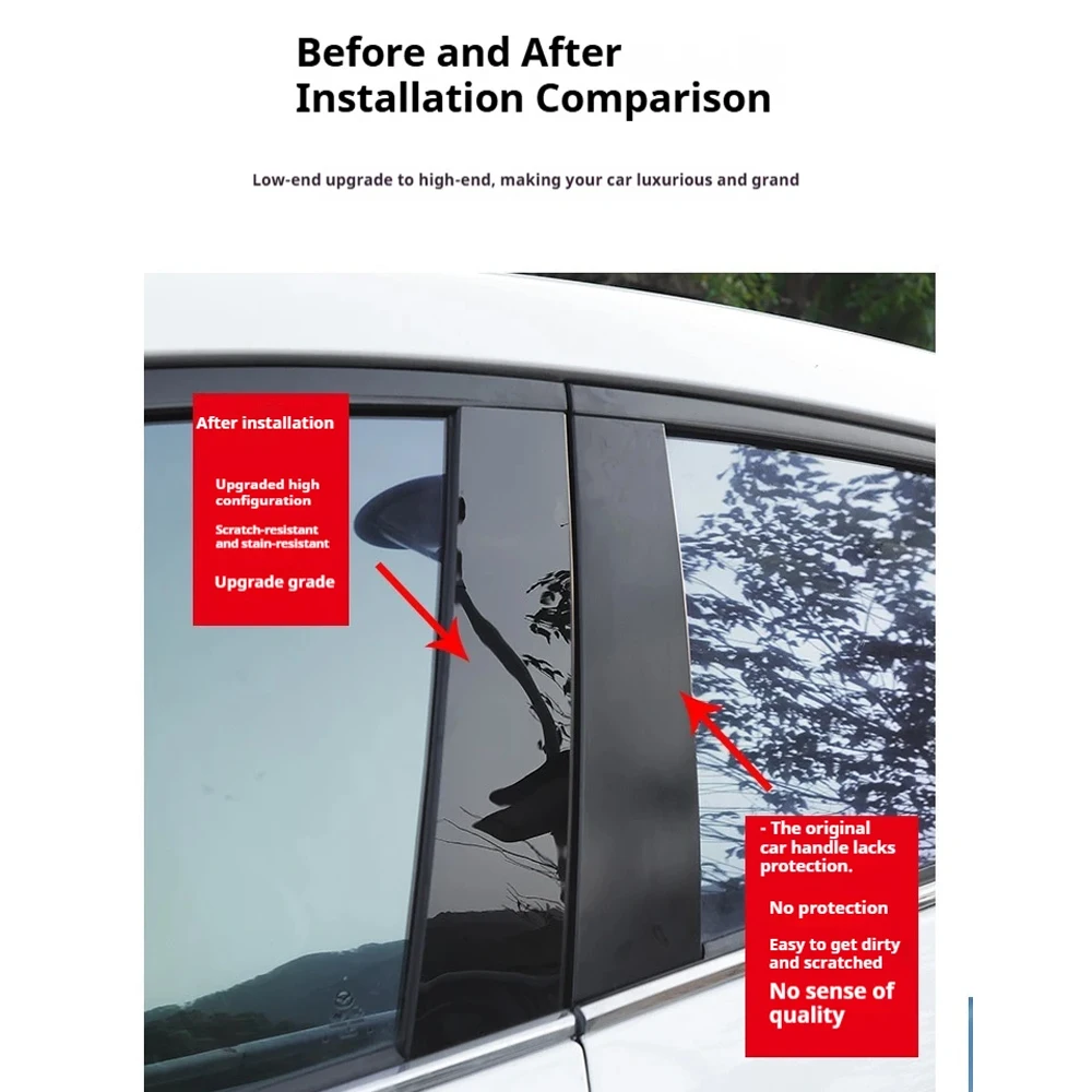 Para porsche cayenne 2006-2024 2018 2019 2020 2021 preto coluna central janela guarnição cobre b c-pilar adesivos acessórios 8 peças