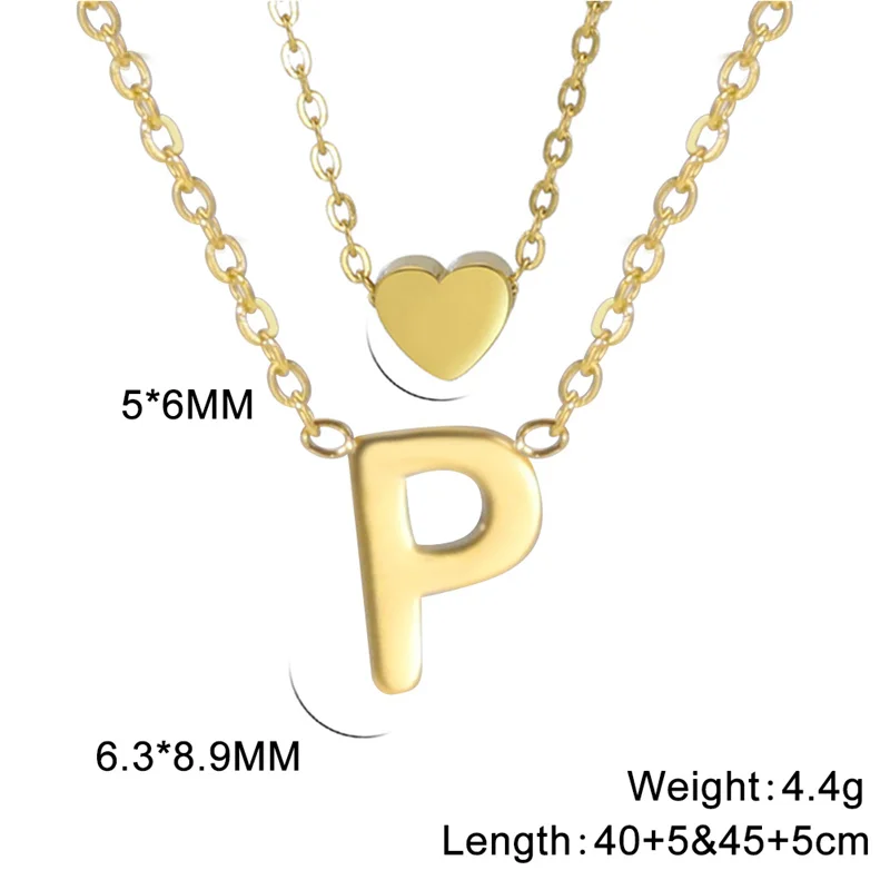 Mode Tiny Herz Initial Halskette Gold Silber Farbe Multilayer Brief Choker Halskette Für Frauen Charme Anhänger Schmuck Geschenk – Detail 36