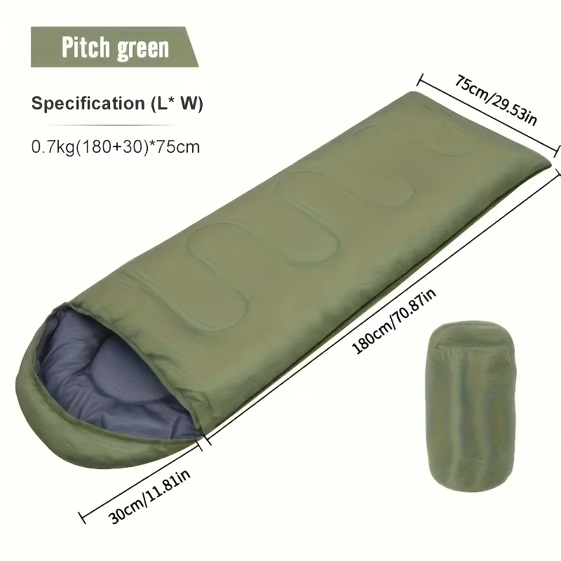 1 piece portable camping four seasons sleeping bag, zipper closure, polyester material, suitable for outdoor camping, hiking