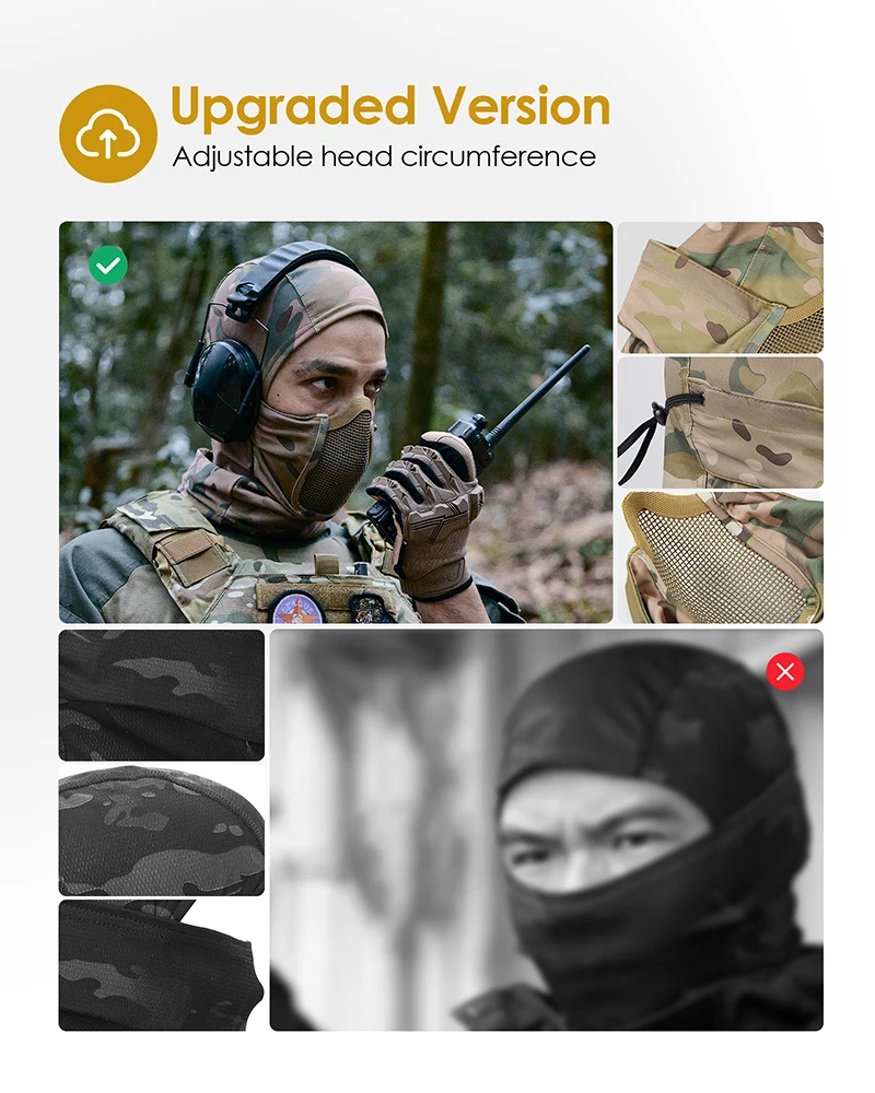 Onetigris Sturmhaube Mesh Maske, Ninja taktische Maske mit vollem Gesichts schutz für den Außenbereich