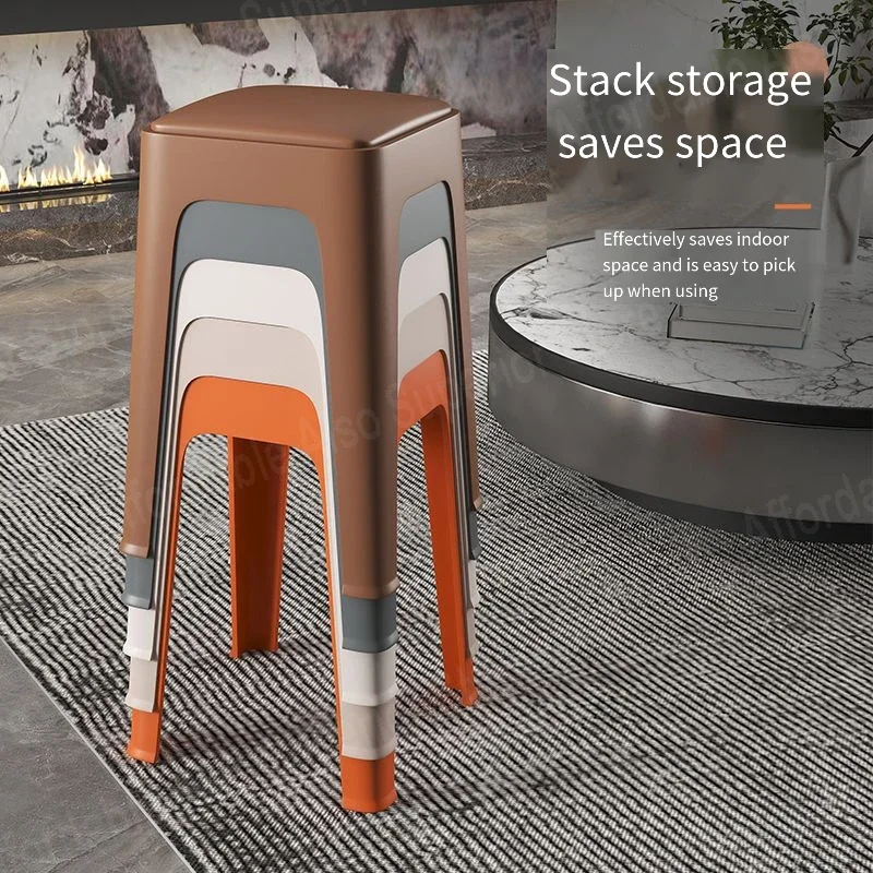 Plastic stool household thickened and strong living room dining table non-slip stool can be stacked simple high stool bench