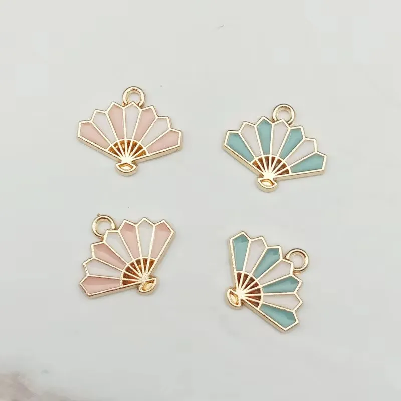 10Pcs Diy Japanese Popular Alloy Enamel Colorful Fan And Paper Crane Pendant Suitable For Diy Earrings/Necklaces/Keychain Access