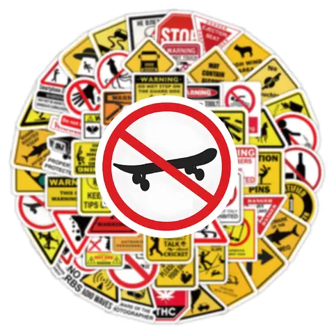 10/50/100 पीस चेतावनी पैटर्न साइन स्टिकर पैक DIY स्केटबोर्ड मोटरसाइकिल सूटकेस स्टेशनरी डीकल्स सजावट फ़ोन लैपटॉप खिलौने 6 best sales विनाइल डिकल्स - №3