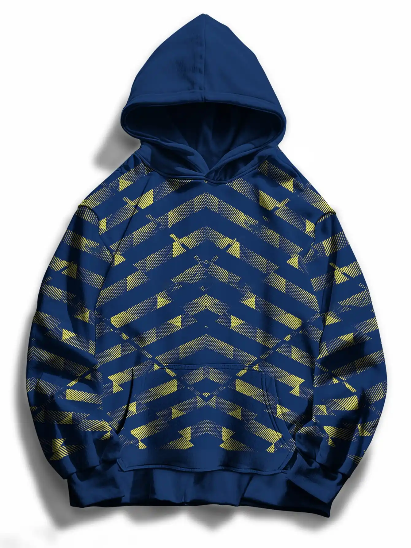 

Simple style 3D printed hooded dark green geometric patchwork pattern hooded sweatshirt casual street style pullover hoodie top