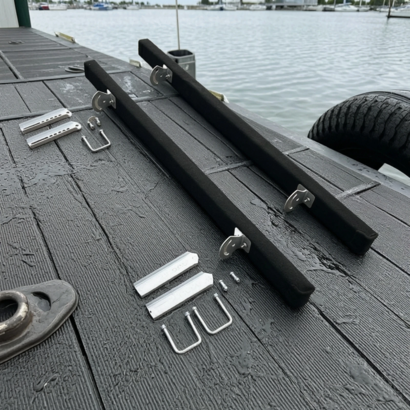Wooden Rail Assembly Heavy-Duty Trailer Rail with Mounting Brackets Boat Trailer Guide-on Galvanized Rustproof