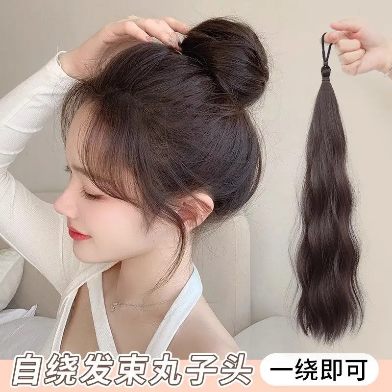 Korea and Japan Style Winding Bun Head Wig, Hair Loop, Hair Bundle Integrated Simulation Hair, Fluffy and Lazy Person Coiled Wig