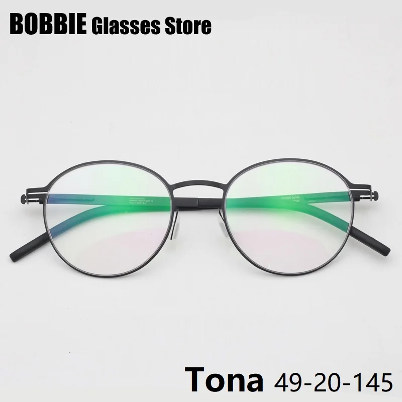 

Germany Brand Designer Glasses Men Super Thin Medical Aviation Stainless Steel Retro Round Eyeglasses Women Spectacle Frame TONA