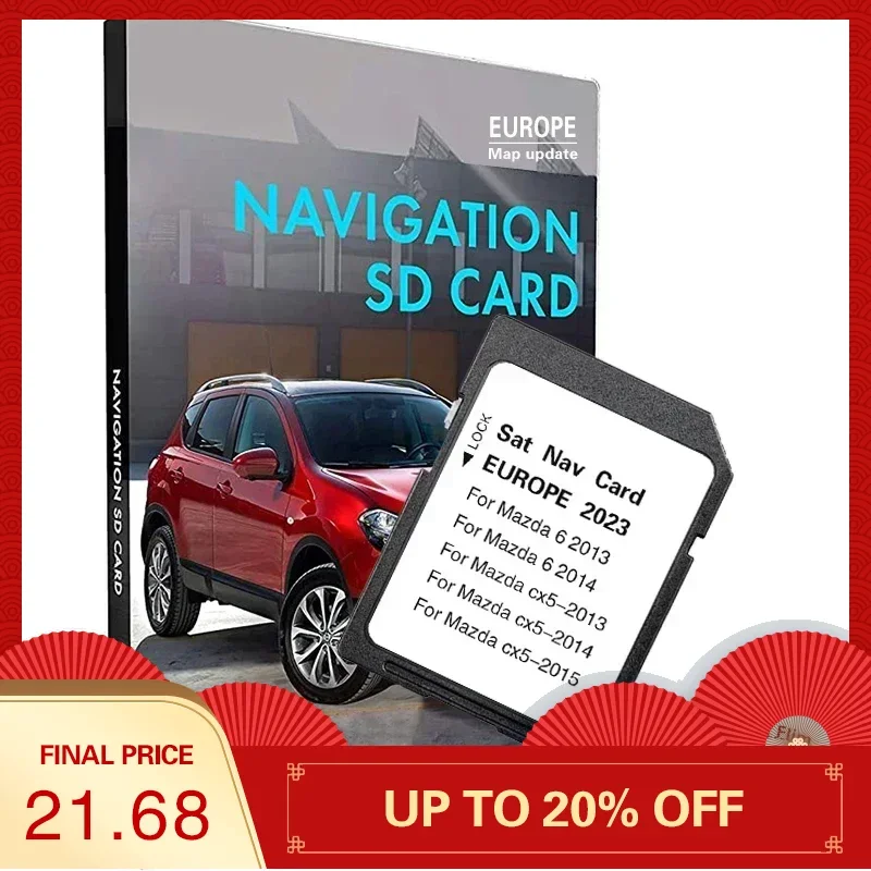 

for Mazda 6 CX-5 2013-2015 Vehicle Navigation SD 8GB Map Memory Card Cover Europe UK GPS Sat Nav Accessories Free Shipping