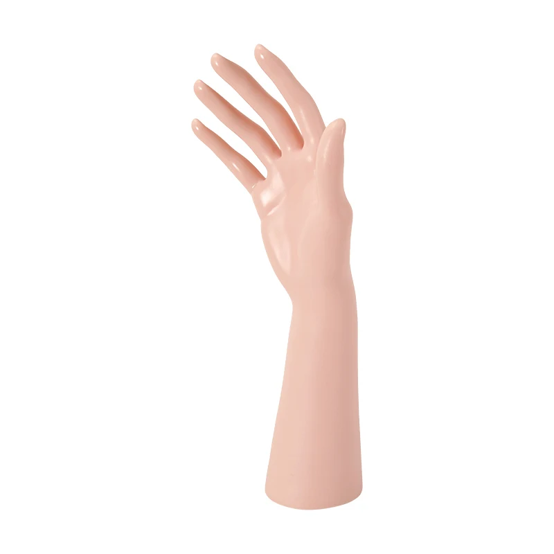 A Vinyl PVC Female Hand Mannequin with Arm Women Right Hand Standing Model Jewelry Ring Glove Display Prop