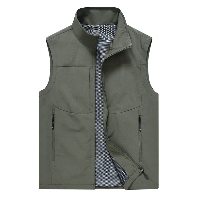 Spring Autumn Men's Jacket with Pockets for Casual Outdoor Use Quick-Drying, Multi-Pocketed Blazer Collared Shirt-style Men Coat