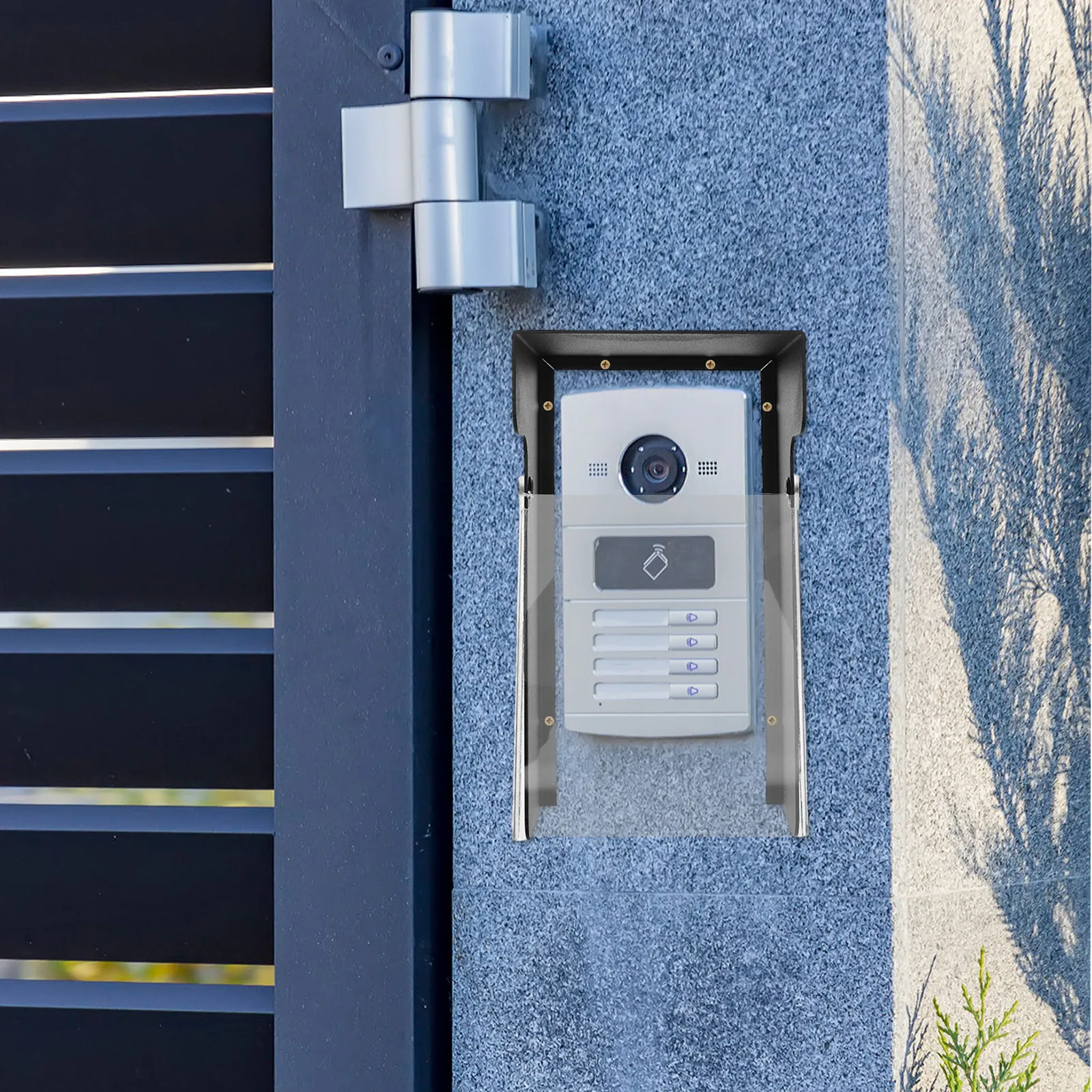 Outdoor Doorbell Weatherproof Cover Metal Protective Case 10.2x6x3.5in Transparent Rain Shield for Access Control